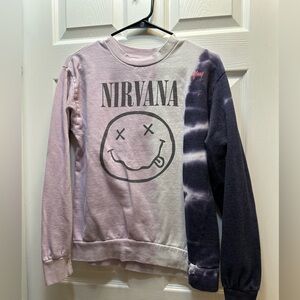 NIRVANA Graphic Crewneck Tee — Light Pink & Gray Print